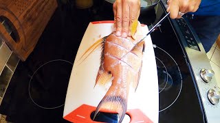 Whole Hogfish Catch Clean and Cook Guts Scales and All 😋 [upl. by Beryle796]