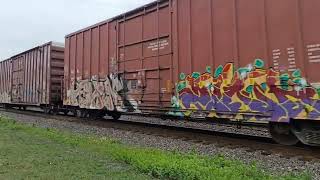 Csx M204 at Berea with work equipment load behind the engines [upl. by Yetti]