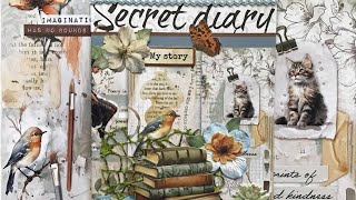 3 Stamperia Secret Diary Signature Page Scrapbooking with Nilda Scrapbooking JunkJournal [upl. by Maon]