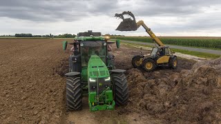 🇫🇷 Epandage de fumier dans la BEAUCE avec un JOHN DEERE 8R  CAT  PERARD  INNOV AGRI [upl. by Isabea]