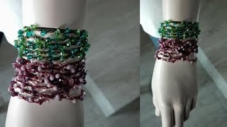 Como tejer pulsera  brazalete boho de swarovski a ganchillo o crochet [upl. by Ssecnirp959]