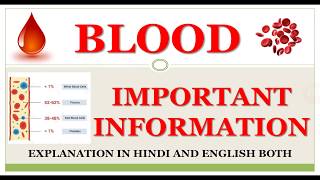 BLOOD IMPORTANT INFORMATION WITH EXPLANATIONS IN HINDI AND ENGLISH [upl. by Cotterell]