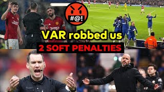 VAR robbed Man United vs Chelsea giving Cole Palmer 2 penalties [upl. by Ahsemit]