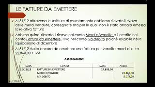 ESERCIZIOFATTURE DA EMETTERE ASSESTAMENTI E APERTURE [upl. by Berard]