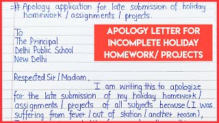 Apology application for late submission of holiday homework Letter for incomplete holiday homework [upl. by Luz]