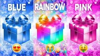 Choose your gift 🎁💝🤮 3 gift box challenge 2 good amp 1 bad  Blue  PINK amp Rainbow [upl. by Meredeth]