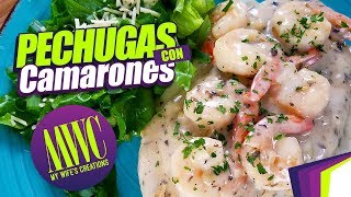 Pechugas de pollo con camarones en salsa blanca [upl. by Cameron722]