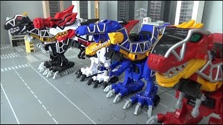 Power Rangers Dino Charge 4 Dinosaur Megazord Toys Transformation 파워레인저 다이노포스 4대 공룡 로봇 장난감 변신 [upl. by Bradan]