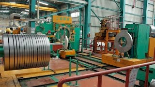 Automatic steel coil packaging lineamphandling system [upl. by Noryt]