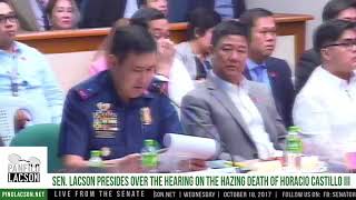 Senate hearing on hazing death of Atio Castillo Part 2  Oct 18 2017 [upl. by Ensign]