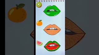 Fruity Lips Drawing 🥝🍊🍉art ytshorts shorts [upl. by Ahsina]