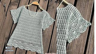 como tejer a crochet blusa elegante ligera y muy facil de realizar [upl. by Eimia558]