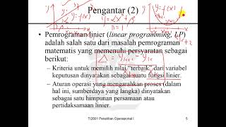 Penelitian Operasional I  M2a Pengantar pemrograman linier [upl. by Ahseniuq]