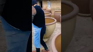 Glazing process of a large ceramic pot [upl. by Filler]