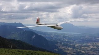 RC Glider Oldtimer Sperber Junior Flyby and landing at Semnoz June 2016 [upl. by Anert935]