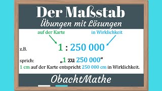 Der Maßstab Übungen mit Lösungen  Maßstab berechnen  ObachtMathe [upl. by Pugh]