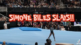 Simone Biles SLAYS floor exercise night 2 of the 2023 US Gymnastics Championships [upl. by Yddub]