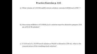 Practice Exercise p 143 Molarity of Ions and Dilutions [upl. by Galvin48]