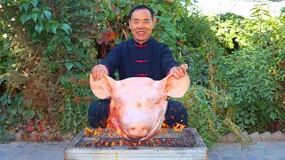 HUGE Pig Head Braised and Smoked with Tea and Sugar Incredible Sweet Taste  Uncle Rural Gourmet [upl. by Driskill51]