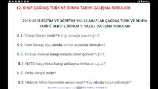 12 SINIF Ã‡AÄžDAÅž TÃœRK VE DÃœNYA TARÄ°HÄ° 2DÃ–NEM 1YAZÄ°LÄ°  2YAZÄ°LÄ° Ã‡ALIÅžMA SORULARI VE CEVAPLARI [upl. by Otrebogad]