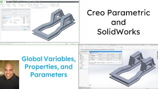 SolidWorks  Creo Parametric Comparison  Global Variables Properties and Parameters [upl. by Poree]