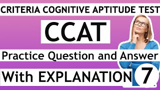 7 CCAT Practice Question and Answer  Set 7  With Explanation [upl. by Crawford]