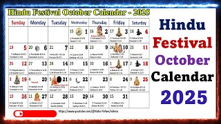 Hindu Festivals October Calendar 2025 octobercalendar2025 [upl. by Nitsreik]