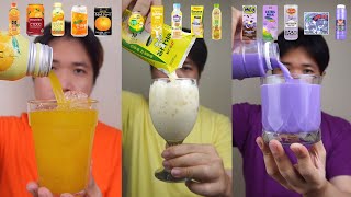 COMPILATION DRINKING VARIOUS ORANGE BANANA AND TARO FLAVORED DRINK [upl. by Dud]