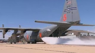 C130 Modular Airborne Fire Fighting System MAFFS Ground Discharge Test [upl. by Kinnie]