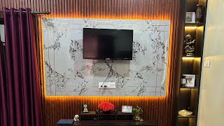 Making Uv Marble Sheet TV Unit in budget [upl. by Rita]