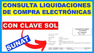 👉CONSULTA LIQUIDACIONES de compra emitidas con clave sol SUNAT [upl. by Adleme]