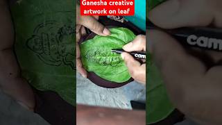 Creative artwork on leaf creativeart shorts youtubeshorts [upl. by Estevan661]