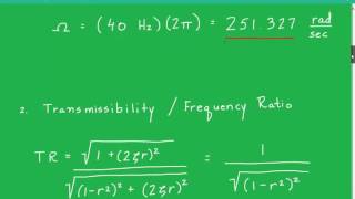 Base Excitation Vibration Isolation Structural Dynamics Response to Harmonic Force Example 9 [upl. by Alegna]