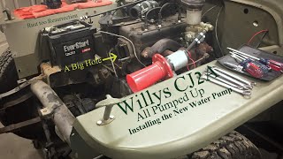 1946 Willys Jeep CJ2A All Pumped Up Installing the new waterpump [upl. by Kacie]