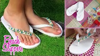 DIY Beach Slippers  Cute Flip Flop Tutorial [upl. by Ahsinaj]