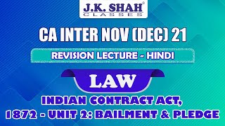 Indian Contract Act 1872  Unit 2Bailment amp Pledge  Hindi  English [upl. by Holman]