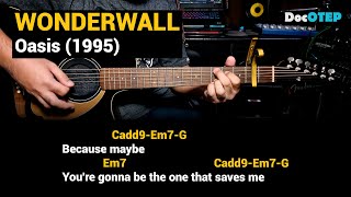 Wonderwall  Oasis 1995 Easy Guitar Chords Tutorial with Lyrics [upl. by Eirallam]