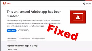 Adobe Photoshop Warning Message  This Unlicensed Adobe App Will Be Disabled Soon 10 Days [upl. by Ekyt]