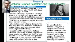 Johann Henerich Pestalozzis theory assumptions Principles on Early Childhood Education [upl. by Nirrej]