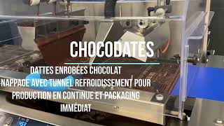 chocodates chocofigs chocolate covered dates tunnel refroidissement pour enrobage dattes chocolat [upl. by Nnayllek457]