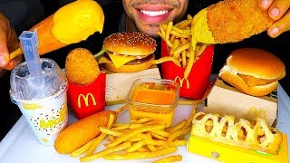 ASMR EATING MCDONALDS CORN DOG WITH CHEESE BURGER FISH FILLET OREO MCFLURRY ICE CREAM JERRY MUKBANG [upl. by Sessilu]