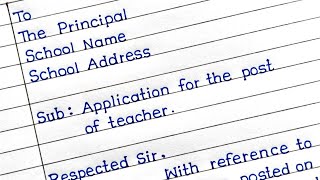 Application For The Post Of Teacher In English  Job Application For Teacher [upl. by Ronni]