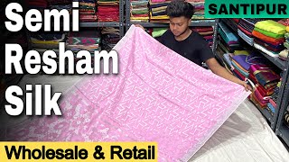 Resham  Khadi  cotton silk  hand print  mul cotton 120 count  manufacturing in Santipur [upl. by Armanda]