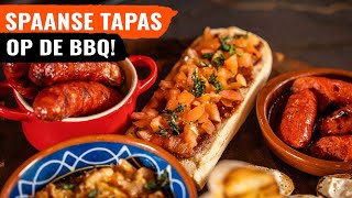 Spaanse Tapas op de BBQ Chorizo Bruschetta Gambas 🇪🇸 [upl. by Neersin]