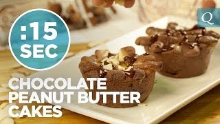 Chocolate Peanut Butter Cakes  15SecondRecipe [upl. by Farlee]