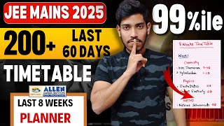 JEE 2025 Score 99ile in Next 60 Days🔥 8 Weeks TIME TABLE for JEE Mains 2025 JAN Attempt [upl. by Bensky]