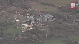 Aerial video shows devastating destruction in Georgia after possible tornado [upl. by Luhey]