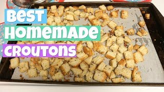 The BEST Homemade Croutons  Use Up Leftover Bread [upl. by Jdavie441]