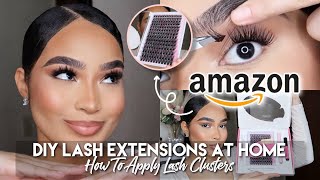 Calailis DIY Lash Extensions AT HOME  AMAZON INDIVIDUAL LASH CLUSTERS KIT TUTORIAL [upl. by Uohk]