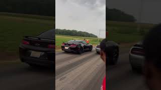 Stock hellcat vs Full bolt on Camaro automobile camaro motorsport dragracing racing hellcat [upl. by Koerlin269]